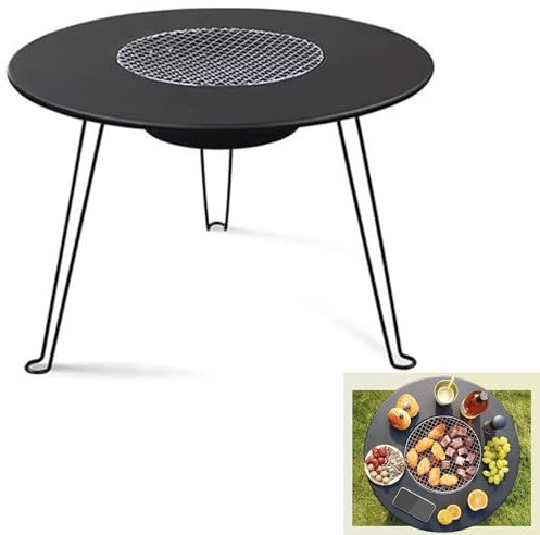 GODARM Brasero De Table, Poêle D'extérieur Portable Pliable pour Un Déplacement Facile, Poêle À Bois Portable avec Table, Poêle À Bois Multifonctionnel,Cuisson,thé Barbecue (Size : 50 * 32CM)