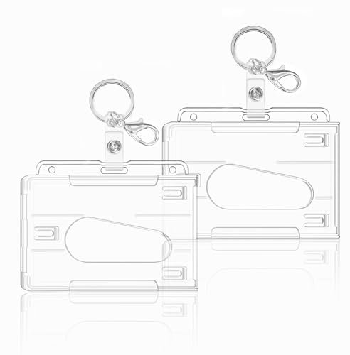 Ausweishülle,2 Stück Durchsichtige Kartenhülle mit Schlüsselanhänger,Badge Holder Karten für Ausweishalter,ausweishüllen,Scheckkartenhülle,ID Card Holder