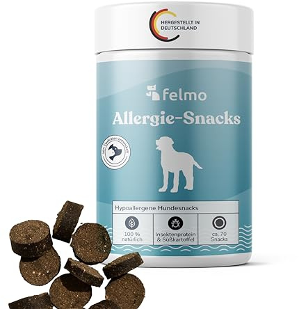 Felmo Allergie-Snacks für Hunde (180g) – Für Hunde mit Allergien und Unverträglichkeiten – Besonders schmackhaft und gesund Ohne künstliche Zusatzstoffe und Aromen