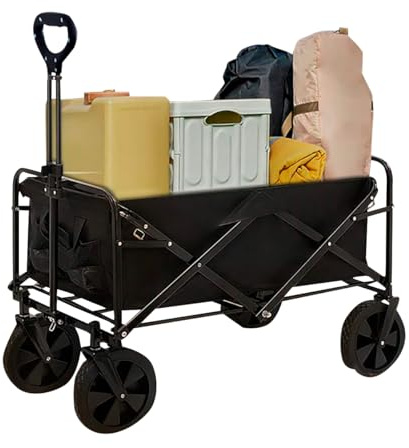 Neo Heavy Duty Large Capacity Foldable Collapsible Garden Trolley Cart (Black)