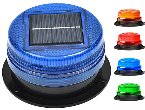 Luce Stroboscopica a LED Solare Emergenza con Base Magnetica, Luce Lampeggiante di Recupero Impermeabile Senza Fili per Auto, Camion, Trattori, Carrelli Elevatori, SUV (Blu)