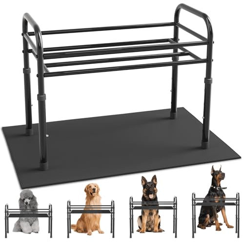 ADENGL Raised Dog Bowl Stand for XLarge & Large Dogs,Table Steel Frame Elevated Dog Bowls Stand with Mat,Non-Slip No Spill,Adjusts to 4 Heights 8.7-13.4, Holds 6-8.7 Diameter Bowl(Bowl Not Included)