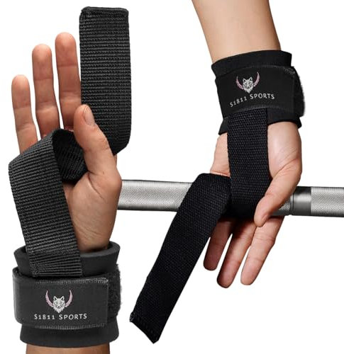 Zughilfen Lifting Straps - Perfekt für Kreuzheben, Klimmzüge, Rudern & Krafttraining - S1811 Sports mit Handgelenksschutz - Für Männer & Frauen