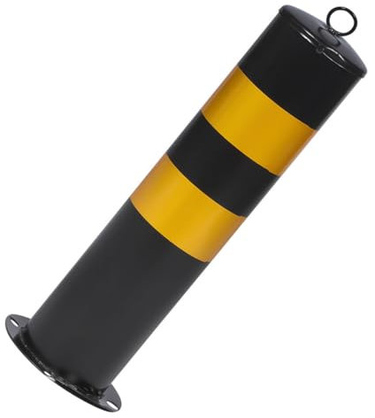 Gatuida 50cm Yellow Parking Barrier 114mm Diameter Steel Traffic Warning Column Driveway Security Post Heavy-duty Safety Bollard for Road Isolation and Garage Protection