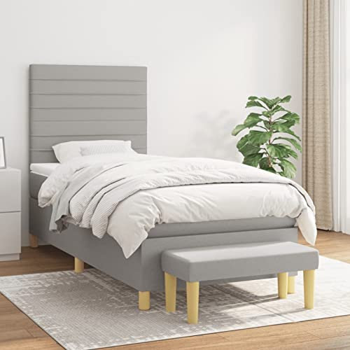 qohoio Boxspringbett mit Matratze Betten Matratze Bett Mit Matratze Boxspringbett Mit Bettkasten Hellgrau 80x200 cm Stoff - 3137189