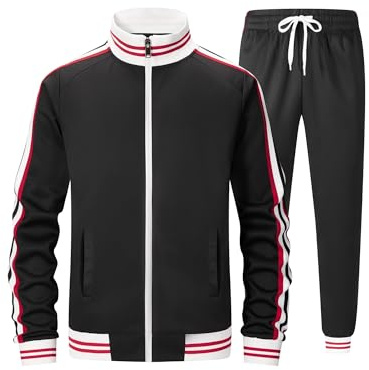 ZPB Herren Trainingsanzug Jogginganzug Sportanzug Fußball Sporthose Männer Hoodie Hose für Gym Tracksuit-Black-3XL