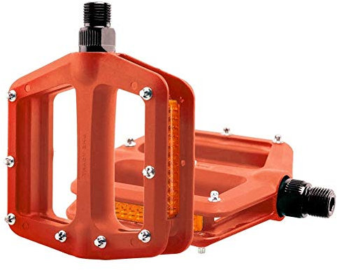 GBZIJIE Pedale Fahrrad,Fahrradpedale Berg Pedal for Fahrrad MTB Pedale Fahrrad Flach Pedale Nylon Fiber Anti-Rutsch-Fuß Radsports Pedal MTB Zubehör(Orange)