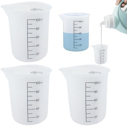 3 Pack Laundry Detergent Cups, Plastic Measuring Cups Laundry Liquid Dosing Measuring Cups Silicone Reusable Washing Measuring Cup Powder Detergent Fabric Conditioner Soap Dispenser for Laundry Room
