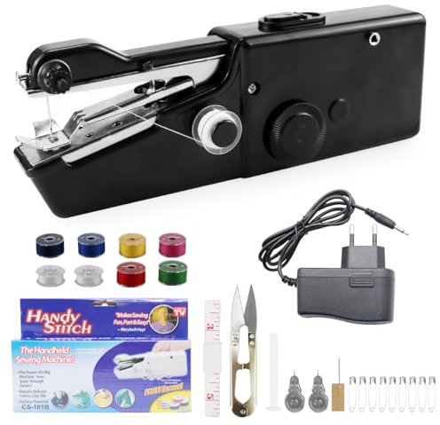 Nähmaschine Tragbar für Anfänger, Erwachsene, Elektrische Nähmaschinen mit Nähset für DIY, Kleidung, Stoff, Vorhänge (Ladeanschluss im Lieferumfang Enthalten)