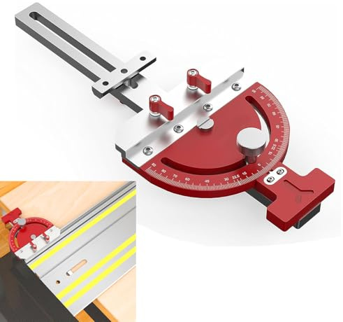 Guide à Onglet pour Scie à Table, Accessoires de Rail de Guidage en Acier Inoxydable -65° à 65° Dispositif Auxiliaire de Guidage à Angle Droit Multi-Angle pour Festool Rail
