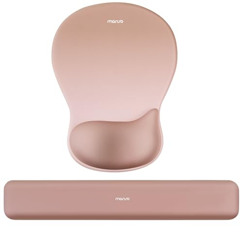 MOSISO Repose-Poignet Clavier&Tapis de Souris, Érgonomique avec Mousse Mémoire Courbe Concave, Base Anti-Dérapante Anti-Douleur Confortable Rectangulaire Facile à Taper pour Maison/Bureau,Marron