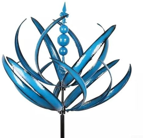 Moderno molinillo de viento decorativo impresionante arte de patio con movimiento dinámico en cualquier espacio al aire libre (azul)