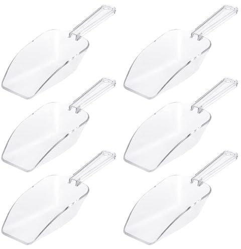 6Pcs Clear Plastic Ice Scoop, 7.5 Inch Multi-purpose Kitchen Scoops for Party Wedding Food Popcorn Snack Cookie Candy Sugar Bar Jars Freezer Dry Goods (Clear)