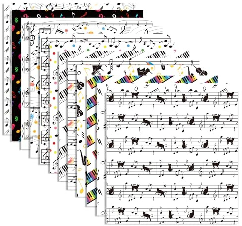24 Blatt Musiknoten Scrapbook Papierblock 30,5 x 30,5 cm Musiknoten Muster Papier doppelseitig Musik Klavier gemustert dekorative Bastelpapier Musiknoten Taschentuch Scrapbooking Supplies Papiere