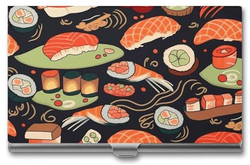 FZQVSGW Visitenkartenhalter, professionelles Visitenkartenetui, Metall, Namenskartenhalter, Kunst, Visitenkarte, japanische Sushi-Garnelen-Organizer, schmale Tasche, Kartenhalter für Männer und