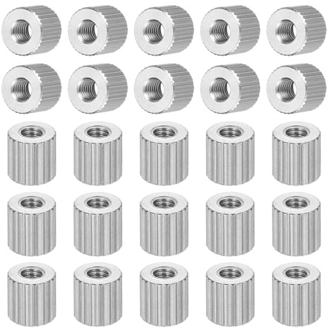 PATIKIL M2.5 Knurled Thumb Nuts, 25pcs Nickel Plated Female Thread Type Flat Head Through Hole Round Hand Tighten Knob Fasteners Screw Cap Adjust Lock Position, D5mm x H5mm