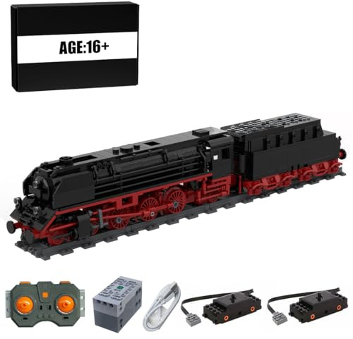 TBRICKFUNR RC Dampflok Zug Eisenbahn Bausteine Set, 1102 Teile MOC Dampflokomotive Lokomotive Modellbausatz mit Zwei Fahrmotoren, Geschenk für Erwachsene und Jungen