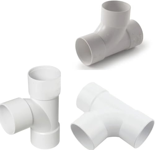 PVC Waste Pipe T-Junction Fittings, 40mm Diameter, White, Pack of 3