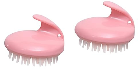 SAFIGLE 2 Stck. Kopfhaut Massagebürste aus Kunststoff und Silikon Ergonomische Shampoo Bürste für Erwachsene Kopfhautreinigung Dandruff Entfernung und Kopfhautmassage Rosa