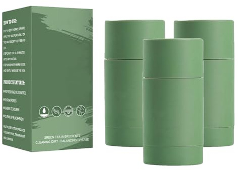 Green Tea Mask, Green Tea Facial Mask Stick, Clean Pore, Long-Lasting Moisturizing Brightening, Suitable For All Skin Types (3pcs)