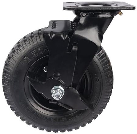 QRNHPJLJK 1 Stück Fabrik Heavy Duty 20,3 cm pneumatisches Gummirad Seitenbremse Luft Hotel Gepäck Trolley Lenkrolle Universal