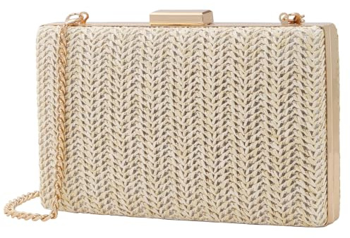 Cckuu Straw Clutch Bag for Women Summer, Raffia Woven Handbag, Evening Purse for Party Wedding