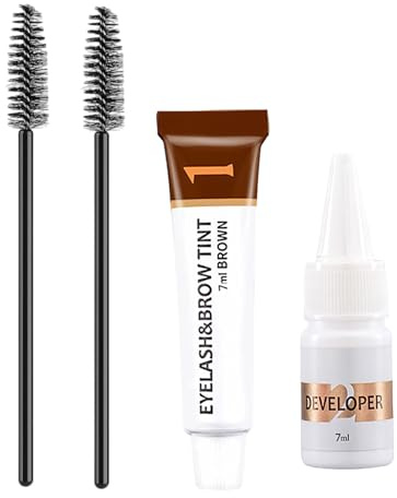 Brow & Lash Tint Kit, Professional Eyebrow Dye and Eyelash Tint for Natural Volume, Long-Lasting Up to 4 Weeks, Easy to Apply & Remove (Brown)