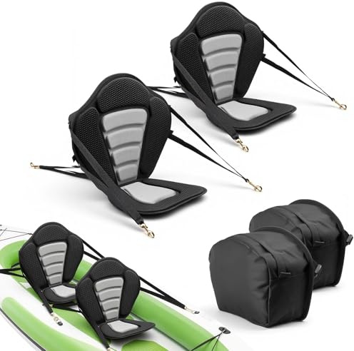 VEVOR Sedile per Kayak di Ricambio con Schienale Spessore Cuscino 12 mm, Sedile per Kayak Paddleboard Barche con Schienale Borsa Portaoggetti per SUP Canoa attività Sportive Acquatiche, 2 Pezzi