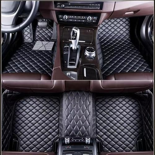 DuanRQ PU-Leder Allwetter Fußmatten Für Ford Puma 2019-2024, Wasserdichter Rutschfester Autoteppich Fahrzeug Bodenmatten Set Auto Accesorios,Black/A