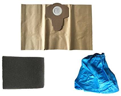 3 Piece Filter Set For Aquavac (by EWT) Wet and Dry Vacuum Cleaner, 1 x 20 Litre Bags, Brown, 1 Wet Filter, 1 Dry Filter
