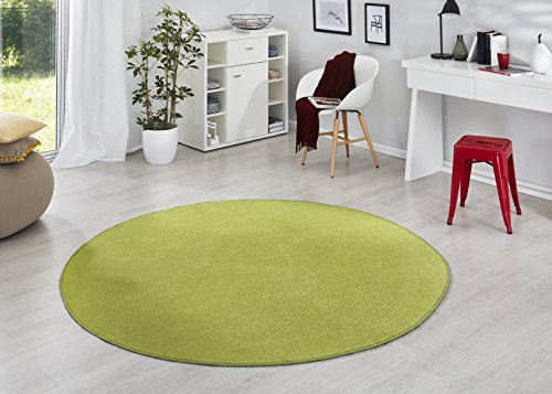 Hanse Home Teppich Fancy Rund – Wohnzimmerteppich einfarbig Modern Velours Teppich für Esszimmer, Wohnzimmer, Kinderzimmer, Flur, Schlafzimmer, Küche – Grün, Ø133cm