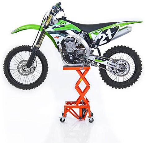 ConStands - Hydraulik Hebebühne Orange Kompatibel mit TM Racing MX 125/144/250, MX 300/450/ 530 Moto-Cross XL mit Rollen