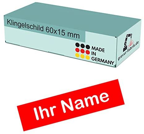 Kunststoff Klingelschild (incl individueller Lasergravur) (60 x 15 x 1,6 mm, Schild rot, Schrift weiss)