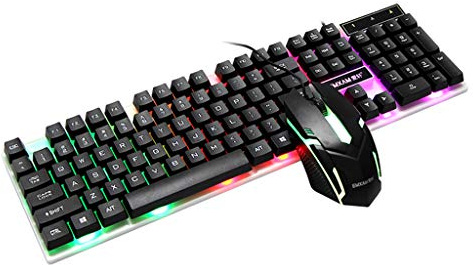 Mya Ensemble Clavier De Gaming Et Souris,Rétro-éclairage Arc En Ciel Clavier Mecanique USB Filaire Souris Etanche Clavier Gaming