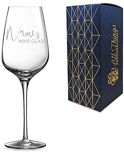 Personalised Engraved Sublym Wine Glass with Scripted Name's Wine Glass Design, Gift Boxed, Personalise with Any Name