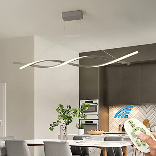 LED Pendelleuchte Esstisch Esszimmer Lampen Hängelampe Moderne Dimmbar Mit Fernbedienung Hängeleuchte Wohnzimmer Küchenlampen Hängend Leuchte für Büro Couchtisch Hotel Bar Deko Decke Pendellamp L80cm