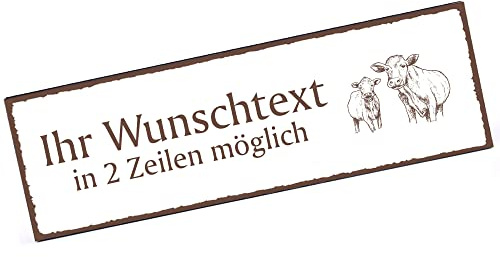 Türschild Kühe Namensschild personalisiert mit Gravur- 150mm x 50mm - selbstklebend