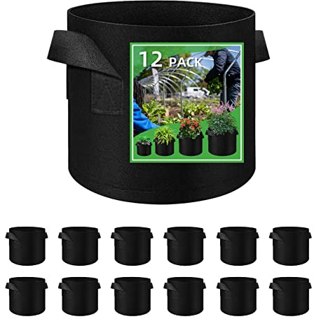LITLANDSTAR 12 Stück 26L Pflanzsäcke aus Vliesstoff, Gartenpflanze Anbaubeutel Atmungsaktive Vliesstoff-Blumentöpfe mit Griffen Innen und Außenanbaubehälter für Gemüse, Blumen, Pflanzen(7 Gallonen)