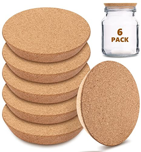 Kathfly 6 Pcs Cork Canning Jar Lids Wood Tapered Plugs Glass Jar Wine Bottle Lids Canning Wide Cork Stoppers Bung Stopper for Home Bar Kitchen Accessories (Large)