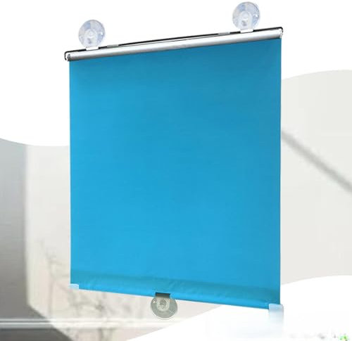 KOOEIN Verdunkelungs Rollos mit Saugnäpfen, Gardinen Sonnenschutz- vorhänge, fensterrollo, einziehbar, Thermo Rollo Dachfenster für Türen für empfindliche Schlafumgebungen,Blue-60x125cm/24x49in