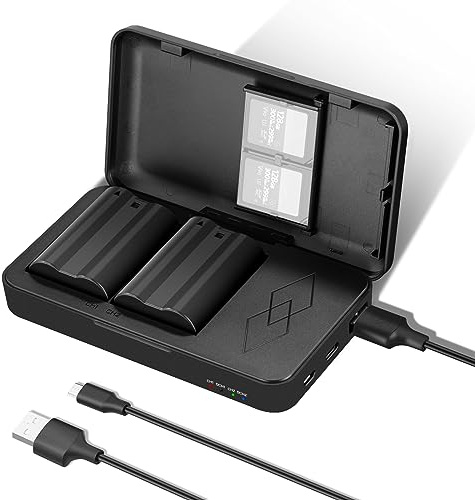 NEEWER Ersatzakku und Ladegerät Set für EN-EL15c kompatibel mit Nikon | 2er Pack 2400mAh Batterien, Zweikanal Ladegerät, für Z8 Z7 Z6 Z5 D850 D810 D780 D750 D610 D500 D7500 D7200 D7100 D7000 1 V1