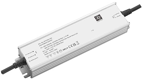 LIGHTEU®, Controlador LED 320W 24V 13.3A Transformador de fuente de alimentación LED de aluminio, IP67, carga estable sin zumbidos, cable de conexión sin enchufe, 5 años de garantía SPG320-24V