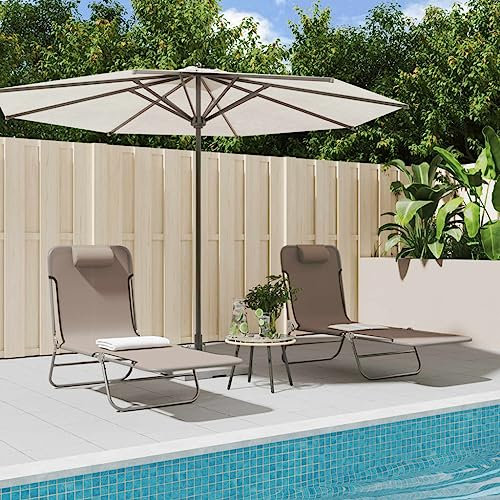ZEYUAN Sonnenliegen Klappbar 2 STK. Braun Textilene und Stahl Gartenliege, Liegestuhl, Sonneninsel Outdoor, Liegen, Gartenmöbel, Loungemöbel, Relaxliege - 360184