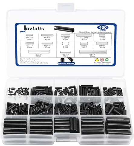 430 Pcs Roll Pin Set, Slotted Metric Spring Pins, Steel Split Expansion Pin M1.5 M2 M2.5 M3 M4 M5 M6, Spring Dowel Tension Roll Pins for Home Improvement Automotive Repair