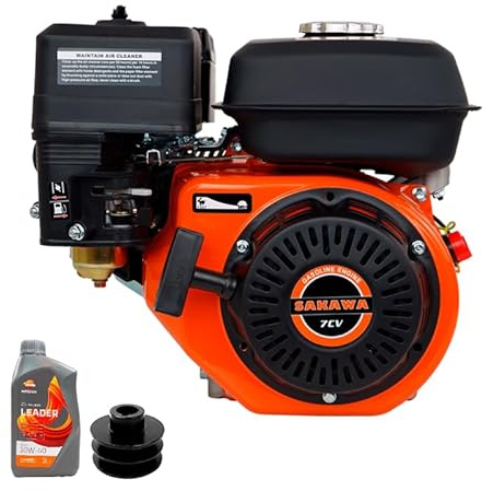 SAKAWA Motor Gasolina 4 Tiempos 208CC 7CV 19 mm + Aceite + Polea 19mm