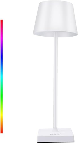 ClaShop Lampada da Tavolo Senza Fili Ricaricabile - Lampada da Scrivania a LED Dimmerabile All'infinito con Interruttore Tattile - IP44 - a Batteria 4000mAh - 3000K /4000K /5000K + RGB