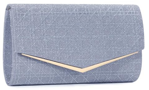 BAIGIO Clutch Damen Abendtaschen Kleine Handtasche Brauttasche Glitzer Clutch Damen Elegante Tasche Envelope Tache Strass Handtasche Silber Umhängetasche für Party Hochzeit Blau Kettentasche