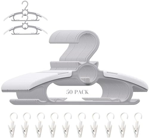 Gencuoir Kleiderbügel für Babyzimmer, für Neugeborene, Kleinkinder, verstellbare Kleiderbügel für Mädchen, Jungen, rutschfest und ausziehbar, 28–37 cm, 50 Stück, Grau