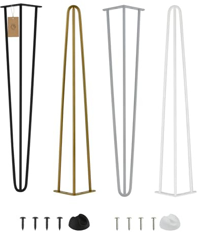 MoriaDesign 4er Set Möbelfüße Hairpin Legs aus Metall - 71 cm - Weiß - Höhenverstellbar - Tischbeine für Schrank, Hocker, Nachttisch, Couchtisch - Robust industrielles Design
