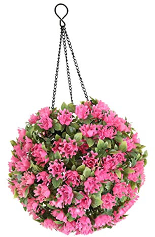 PRETYZOOM Decorative Solar Hanging Plants Lamp Led Lighted Floral Topiary Ball Garden Chandelier for Wedding and Outdoor Dec